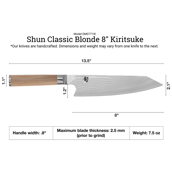 Shun Classic Blonde 8" Kiritsuke Knife