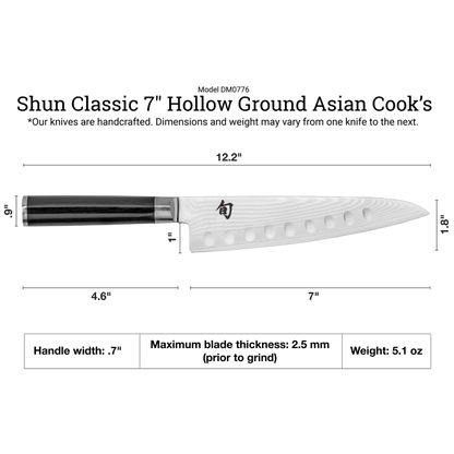 Shun Classic Onyx  7" Hollow Ground Asian Cook's Knife