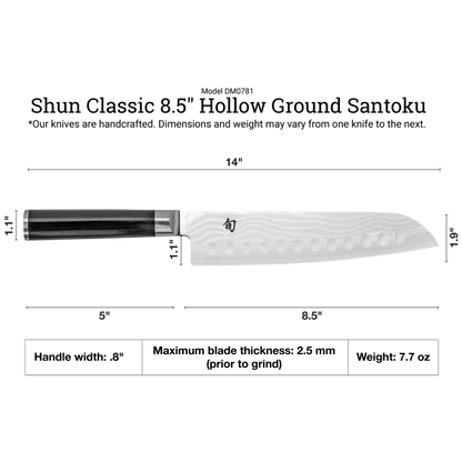 Shun Classic Onyx  8.5" Hollow Ground Santoku