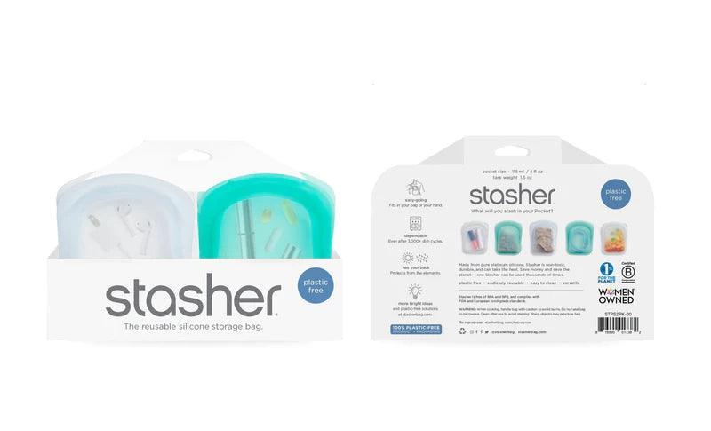 Stasher Pocket (Set of 2): Clear & Aqua