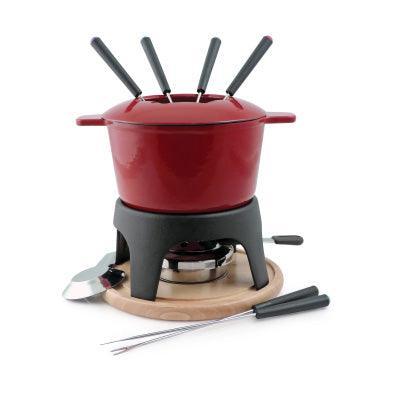 SwissMar Cast Iron Fondue Set: Sierra, Cherry Red