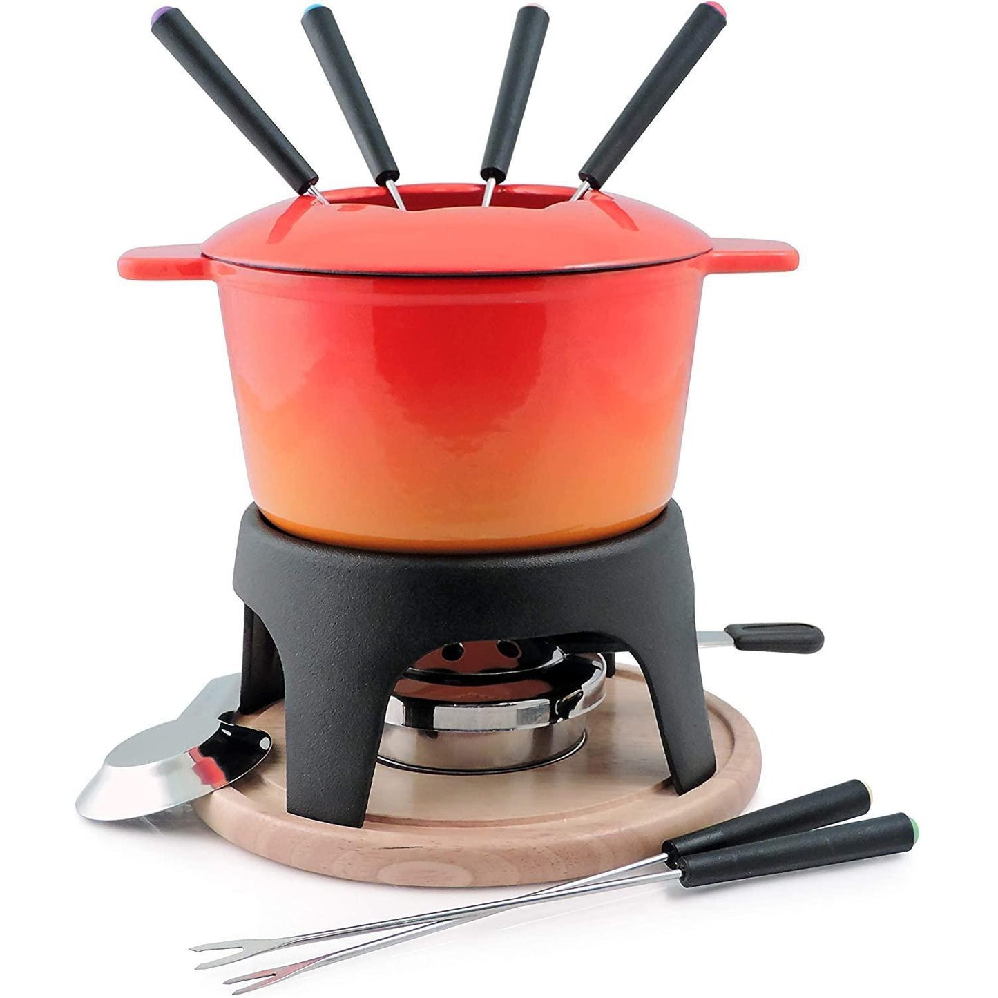 SwissMar Cast Iron Fondue Set: Sierra, Orange