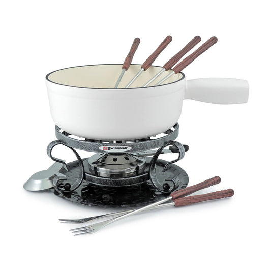 SwissMar Cast Iron Fondue Set: Lugano, White