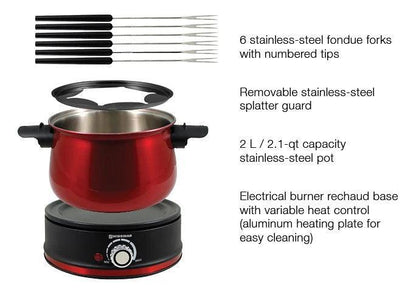 SwissMar Arolla Electric Fondue Set: Red