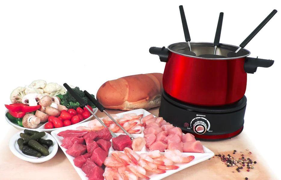 SwissMar Arolla Electric Fondue Set: Red