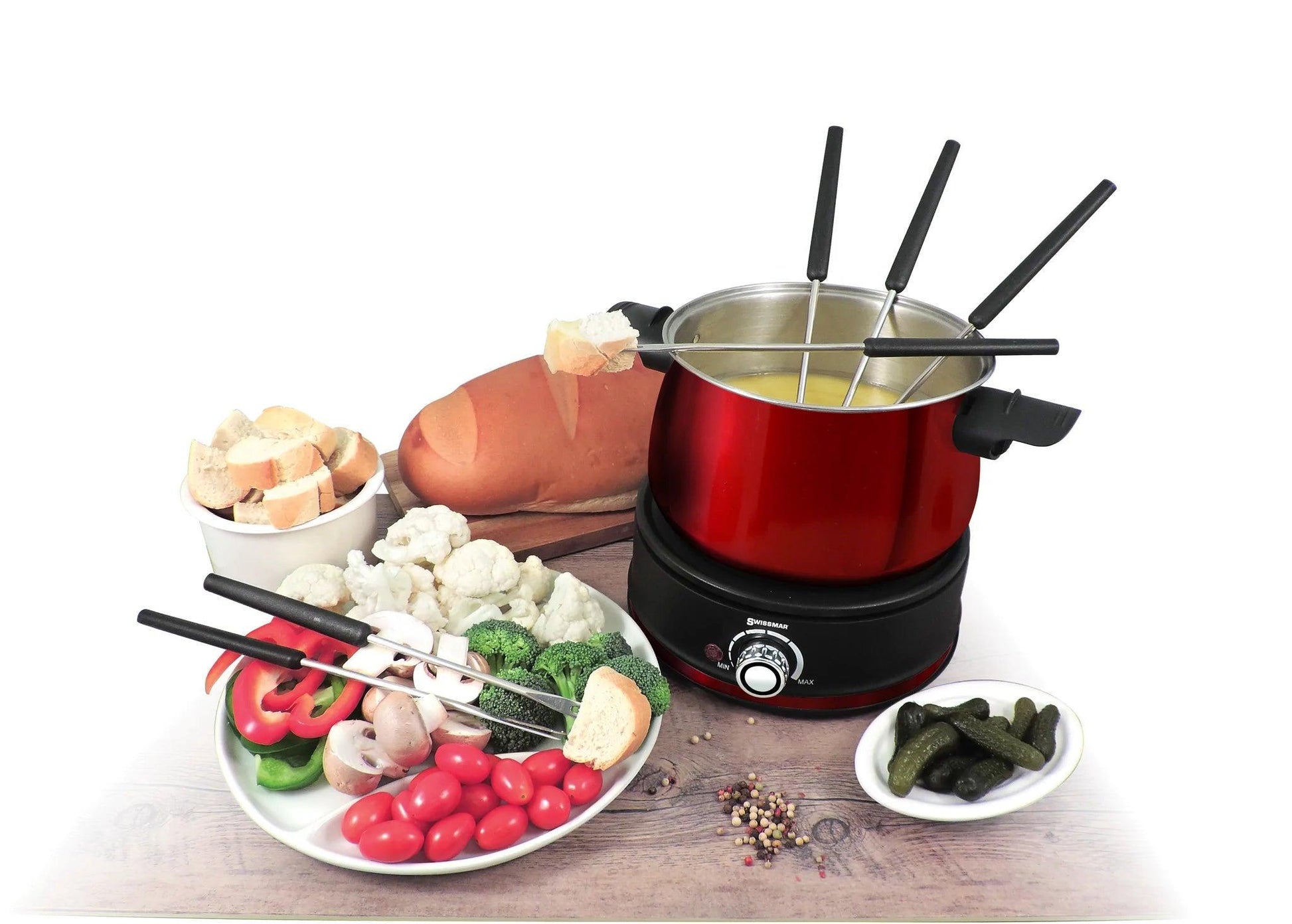 SwissMar Arolla Electric Fondue Set: Red