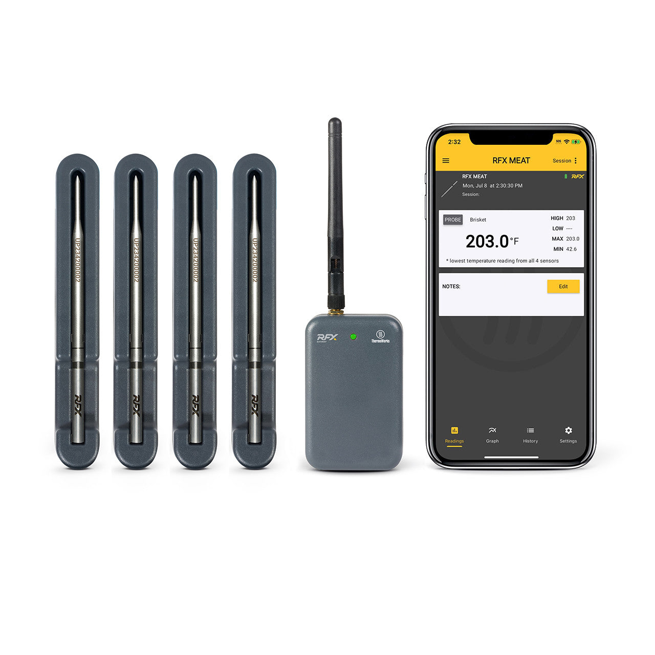 ThermoWorks RFX™ Wireless Probe Starter Kit: 4 Probe