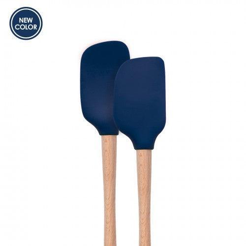 Tovolo Flex-Core Wood Handle Mini Spatula & Spoonula (Set of 2): Deep Indigo