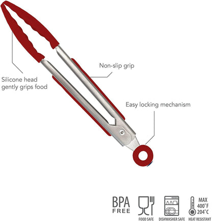 Tovolo Mini Silicone Tongs: Cayenne