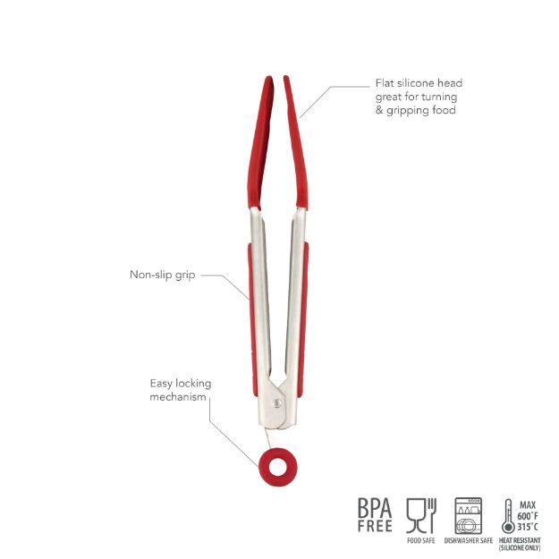 Tovolo Mini Silicone Turner Tongs: Cayenne