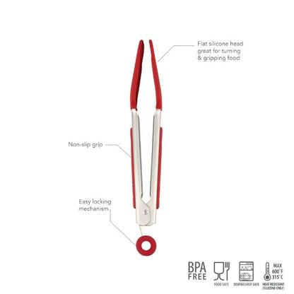 Tovolo Mini Silicone Turner Tongs: Cayenne