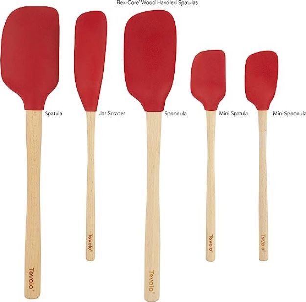 Tovolo Flex-Core Wood Handle Spatula Set (Set of 5): Cayenne