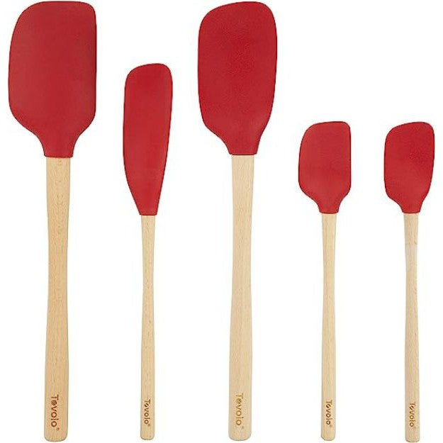 Tovolo Flex-Core Wood Handle Spatula Set (Set of 5): Cayenne