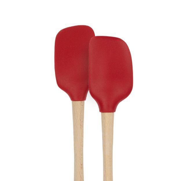 Tovolo Flex-Core Wood Handle Mini Spatula & Spoonula (Set of 2): Cayenne