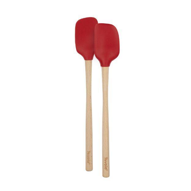 Tovolo Flex-Core Wood Handle Mini Spatula & Spoonula (Set of 2): Cayenne