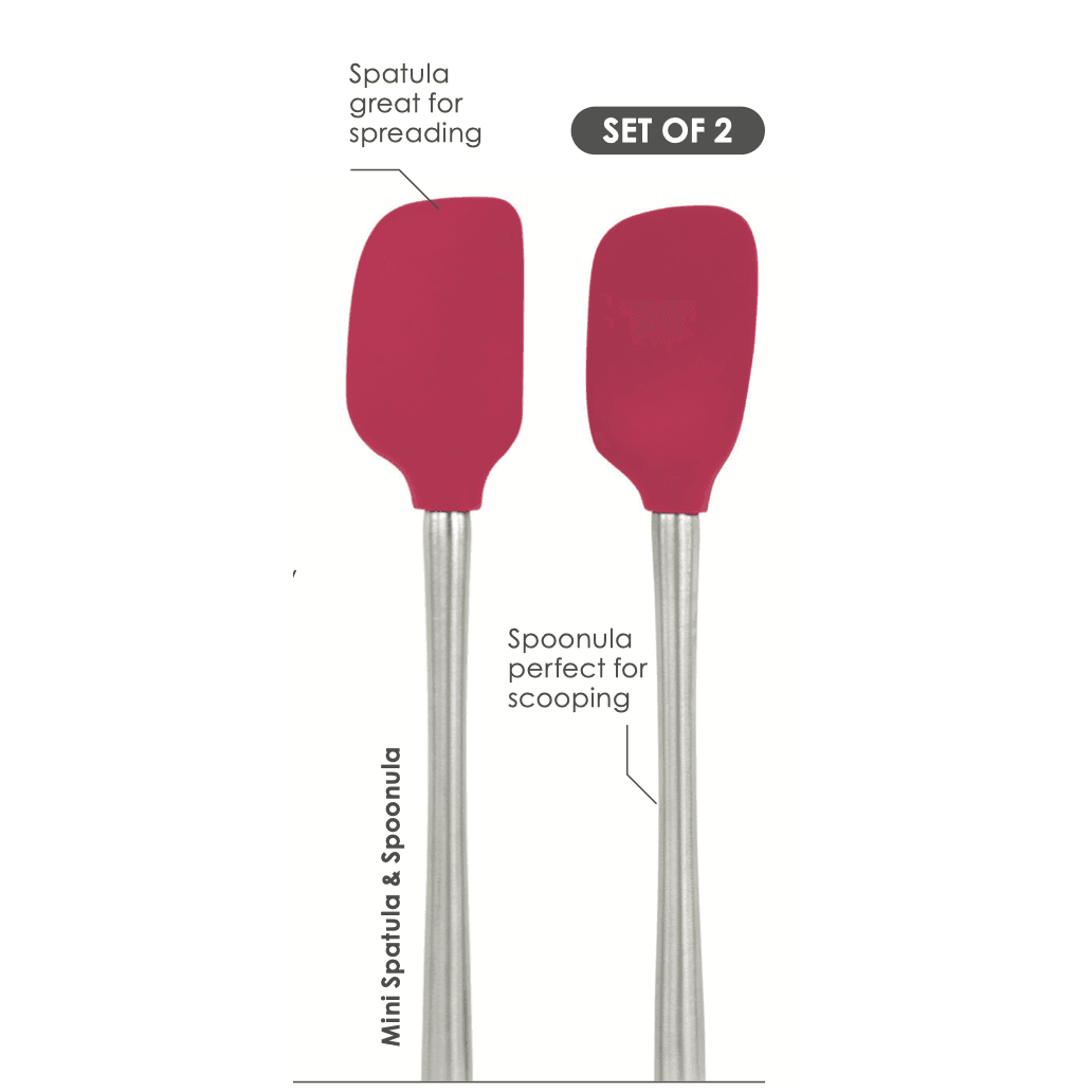 Tovolo Flex-Core Stainless Steel Handle Mini Spatula & Spoonula (Set of 2): Viva Magenta