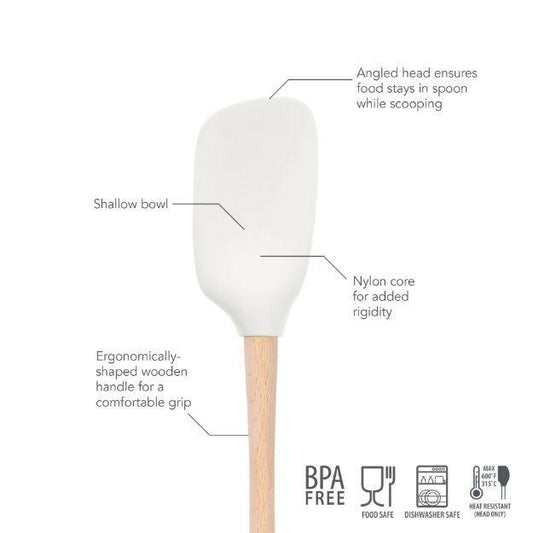 Tovolo Flex-Core Wood Handle Spoonula: White