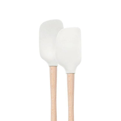 Tovolo Flex-Core Wood Handle Mini Spatula & Spoonula (Set of 2): White