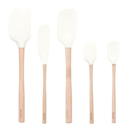 Tovolo Flex-Core Wood Handle Spatula Set (Set of 5): White