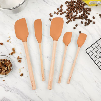 Tovolo Flex-Core Wood Handle Spatula Set (Set of 5): Apricot