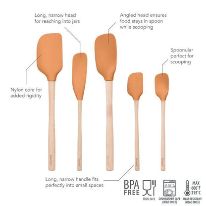 Tovolo Flex-Core Wood Handle Spatula Set (Set of 5): Apricot