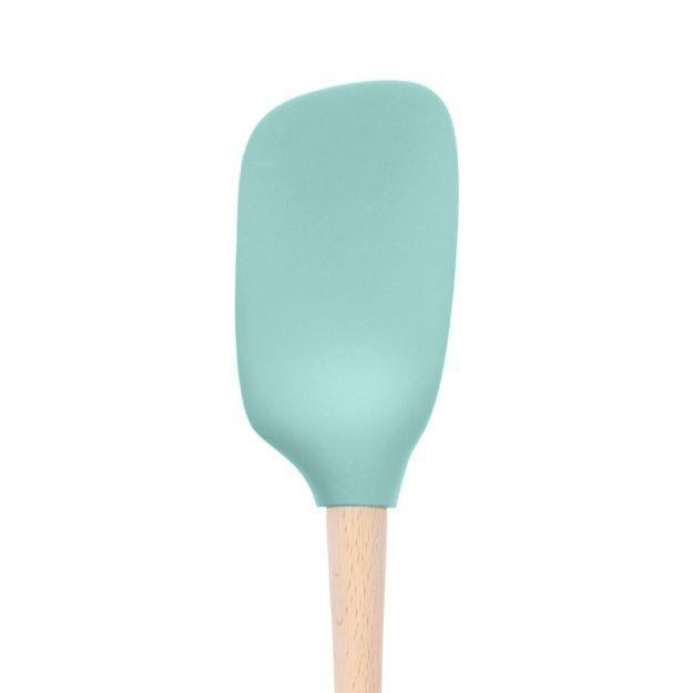 Tovolo Flex-Core Wood Handle Spoonula: Aqua