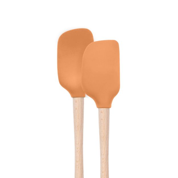 Tovolo Flex-Core Wood Handle Mini Spatula & Spoonula (Set of 2): Apricot