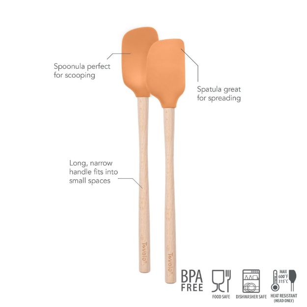 Tovolo Flex-Core Wood Handle Mini Spatula & Spoonula (Set of 2): Apricot