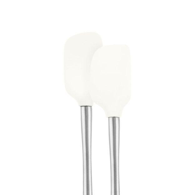 Tovolo Flex-Core Stainless Steel Handle Mini Spatula & Spoonula (Set of 2): White