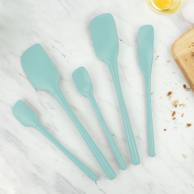 Tovolo Flex-Core All Silicone Spatula Set (Set of 5): Aqua