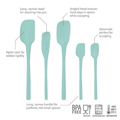 Tovolo Flex-Core All Silicone Spatula Set (Set of 5): Aqua