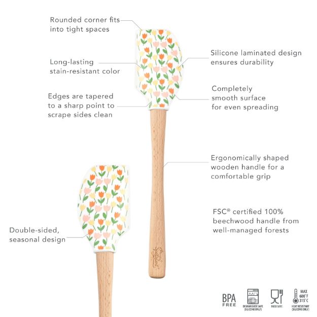 Tovolo Wood Handled Spatula: Tulip Garden