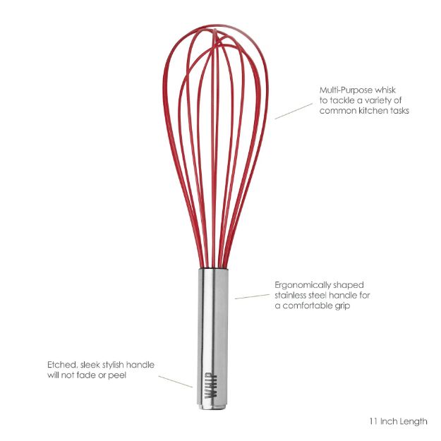 Tovolo Silicone Coated Stainless Steel Whisk: 11", Cayenne