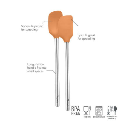 Tovolo Flex-Core Stainless Steel Handle Mini Spatula & Spoonula (Set of 2): Apricot