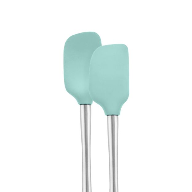 Tovolo Flex-Core Stainless Steel Handle Mini Spatula & Spoonula (Set of 2): Aqua