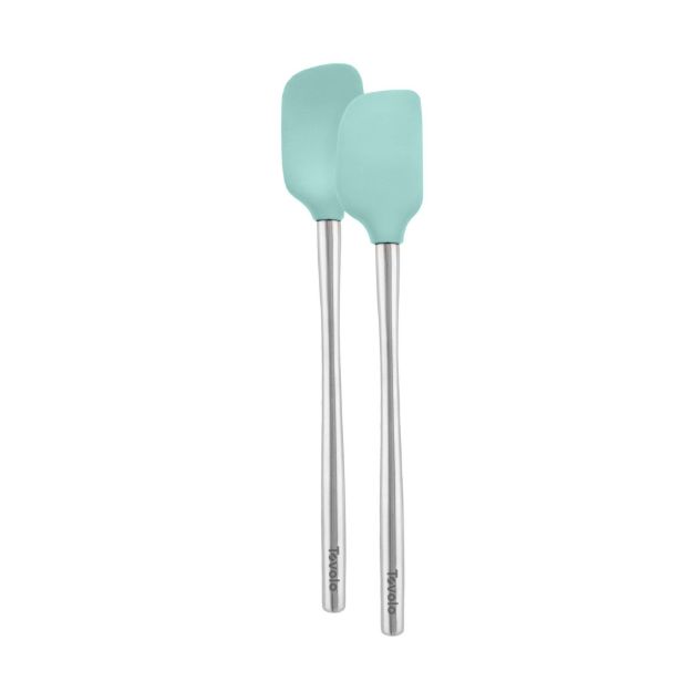 Tovolo Flex-Core Stainless Steel Handle Mini Spatula & Spoonula (Set of 2): Aqua