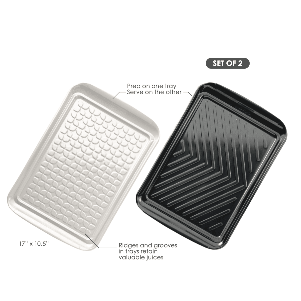 TOVOLO Prep & Serve BBQ Trays (Set of 2): Large