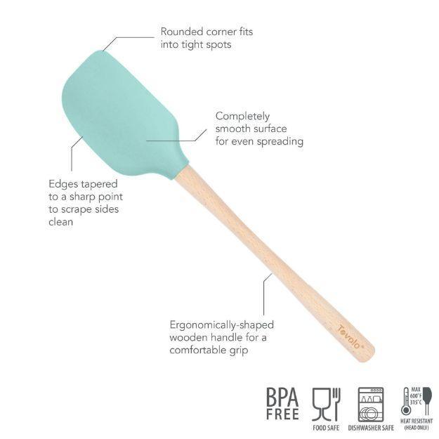 Tovolo Flex-Core Wood Handle Spatula: Aqua