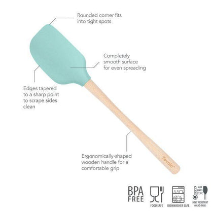 Tovolo Flex-Core Wood Handle Spatula: Aqua