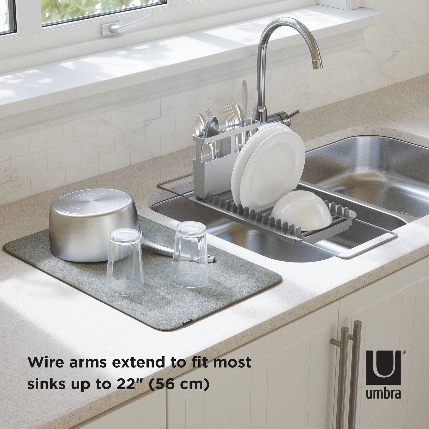 Umbra Udry Over The Sink Dish Rack with Drying Mat