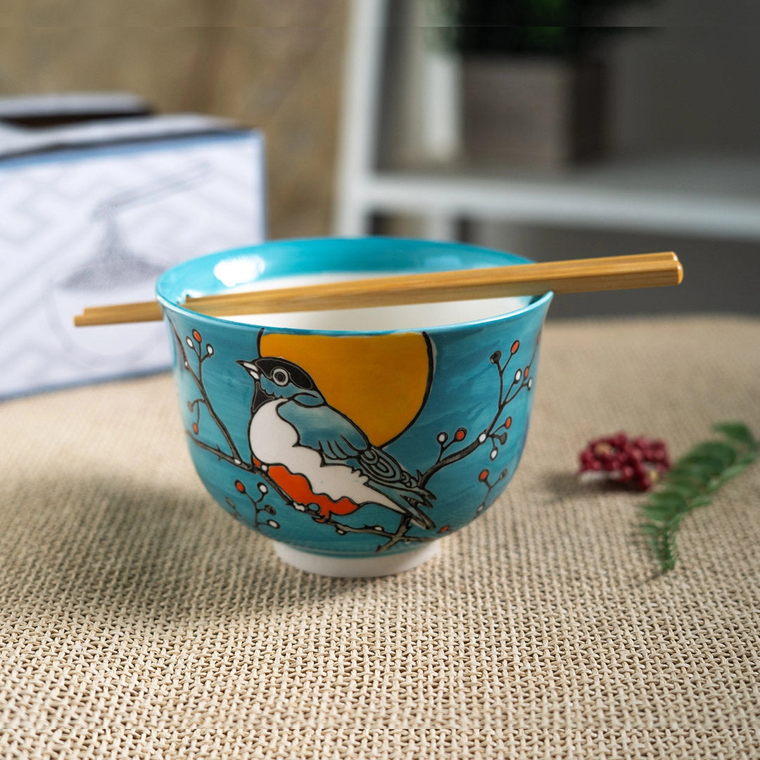 Urban Tokyo Noodle Bowl with Chopsticks: 18 oz, Robin