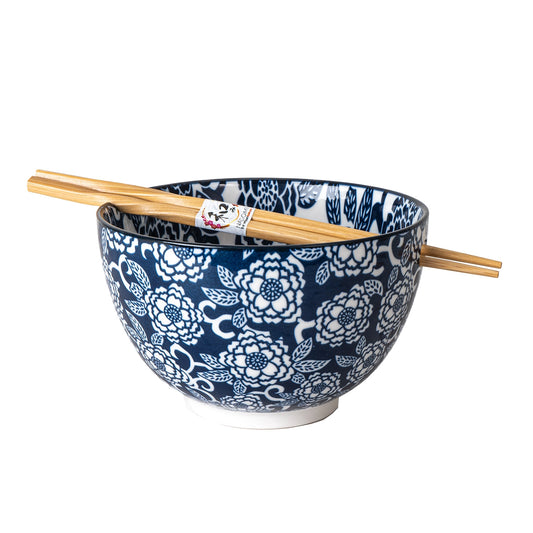 Urban Tokyo Noodle Bowl with Chopsticks: 20 oz, Botan Flower