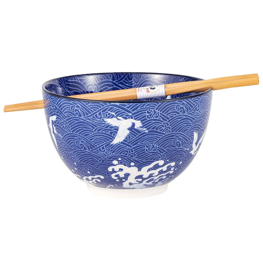 Urban Tokyo Noodle Bowl with Chopsticks: 20 oz, Crane