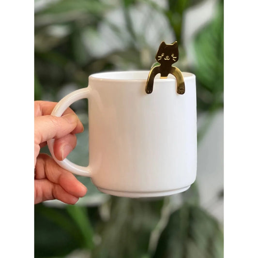 Urban Tokyo Tea Spoon: Cat Hanging, Gold