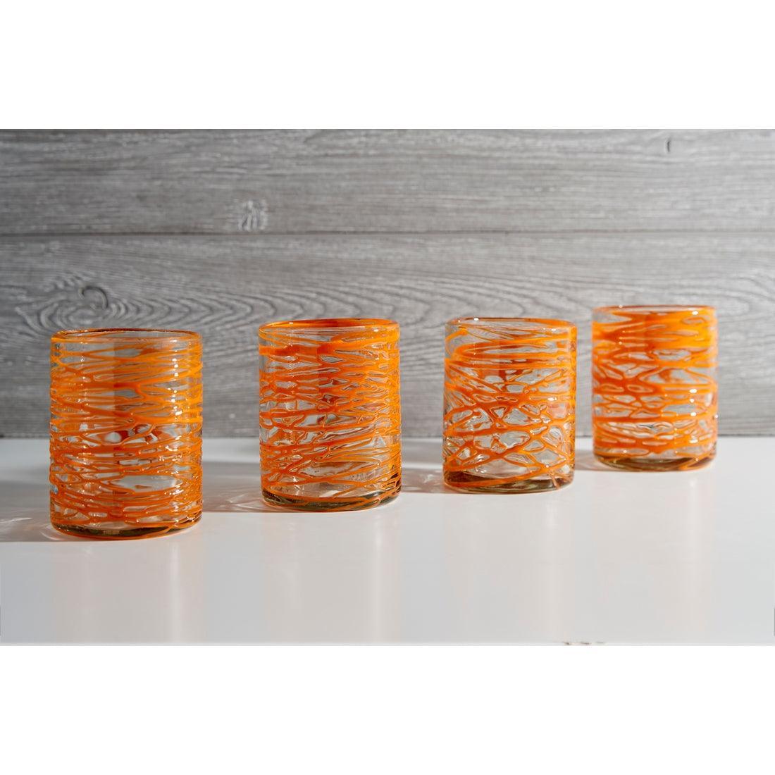 Verve Culture Handblown Glasses: Orange Swirl, Set of 4