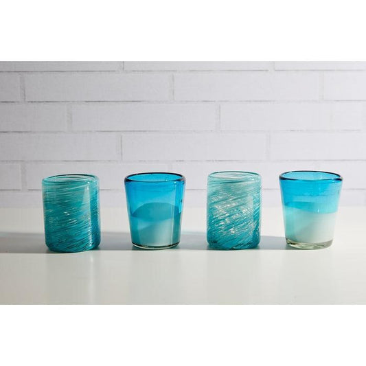 Verve Culture Handblown Glasses: Aqua, Set of 4