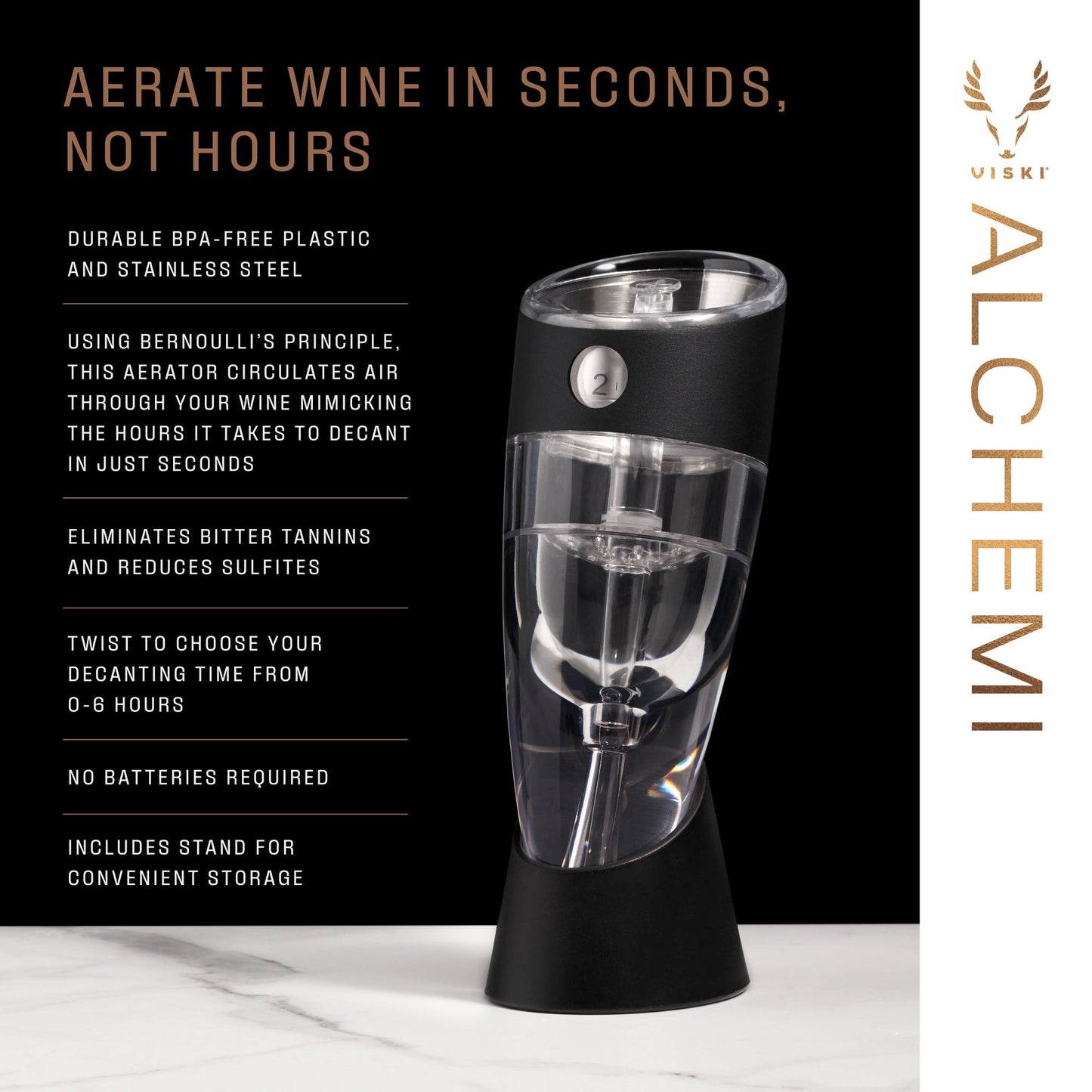 Viski Alchemi™ Adjustable Aerating Wine Pourer w/ Stand