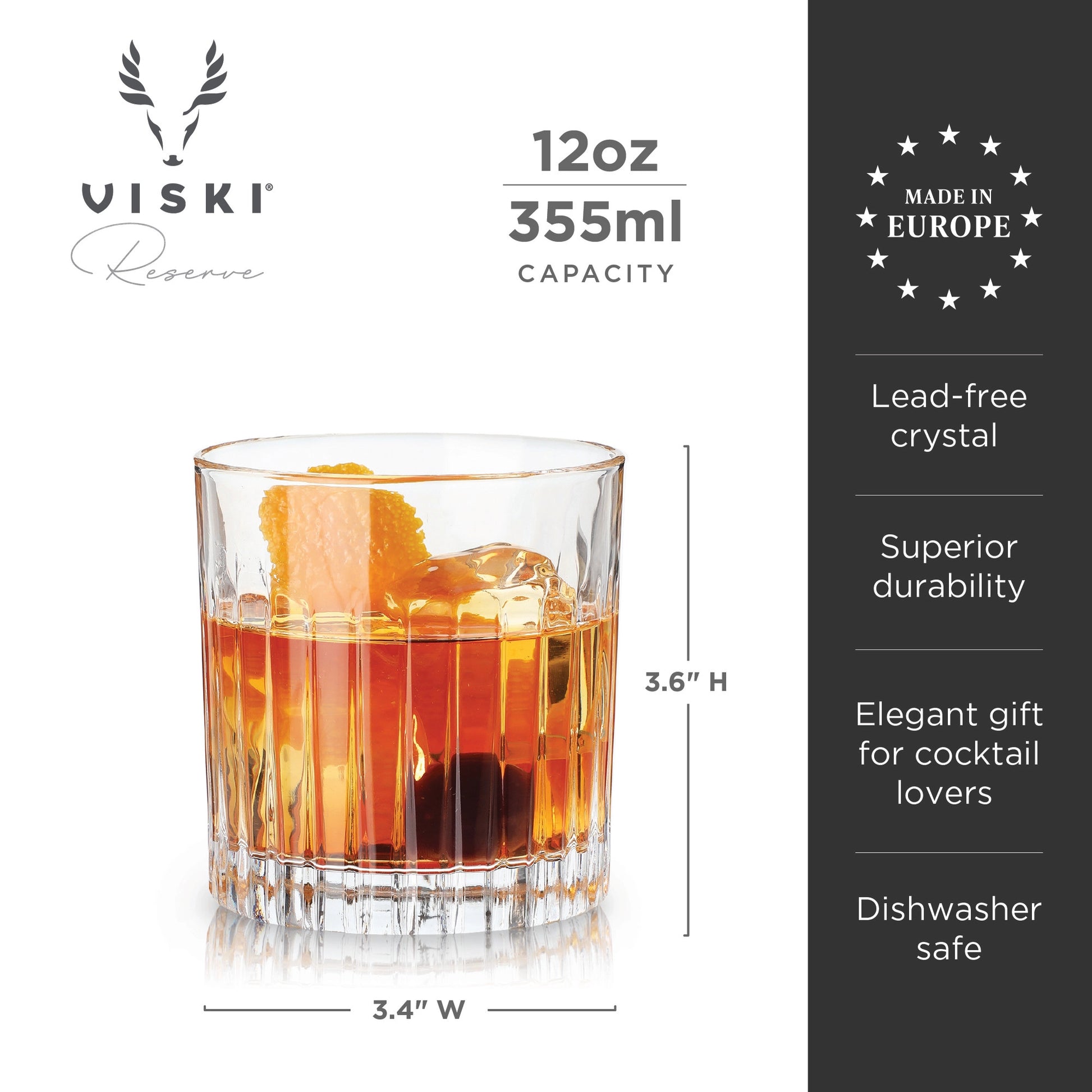 Viski Reserve Milo Glasses (Set of 4): Lowball / Rocks / DOF