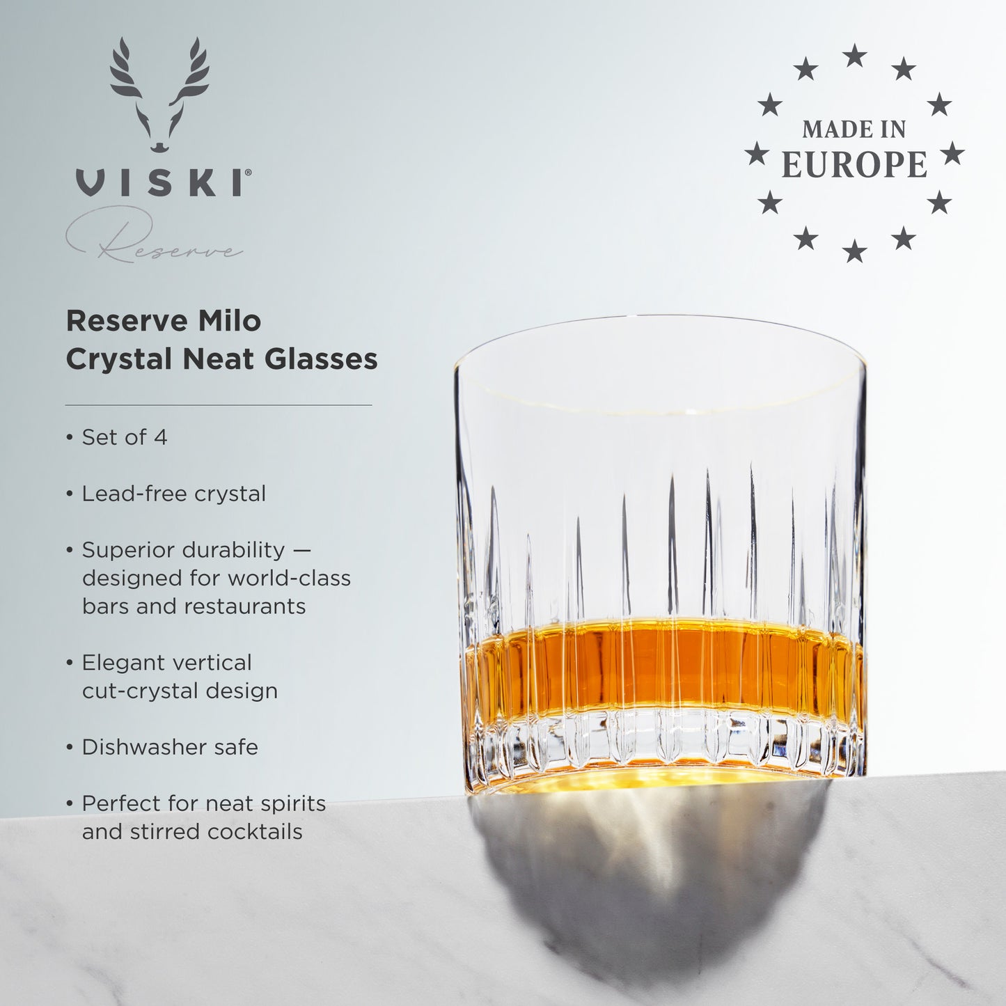 Viski Reserve Milo Glasses (Set of 4): Neat