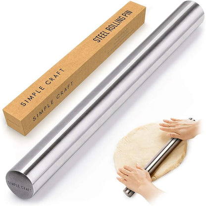 Zulay Kitchen Stainless Steel Rolling Pin: 16"